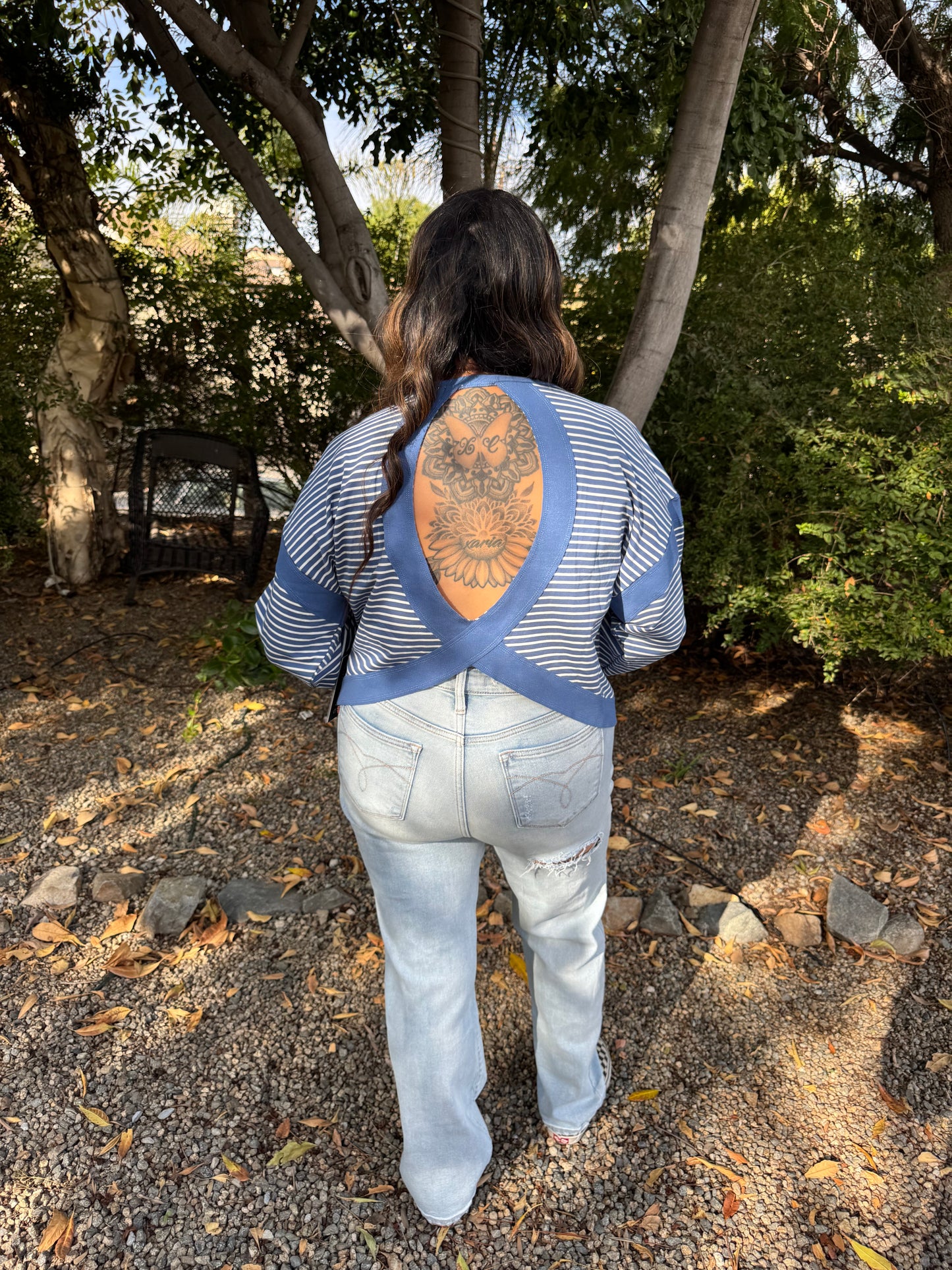 All That Open Back Top - Blue/White