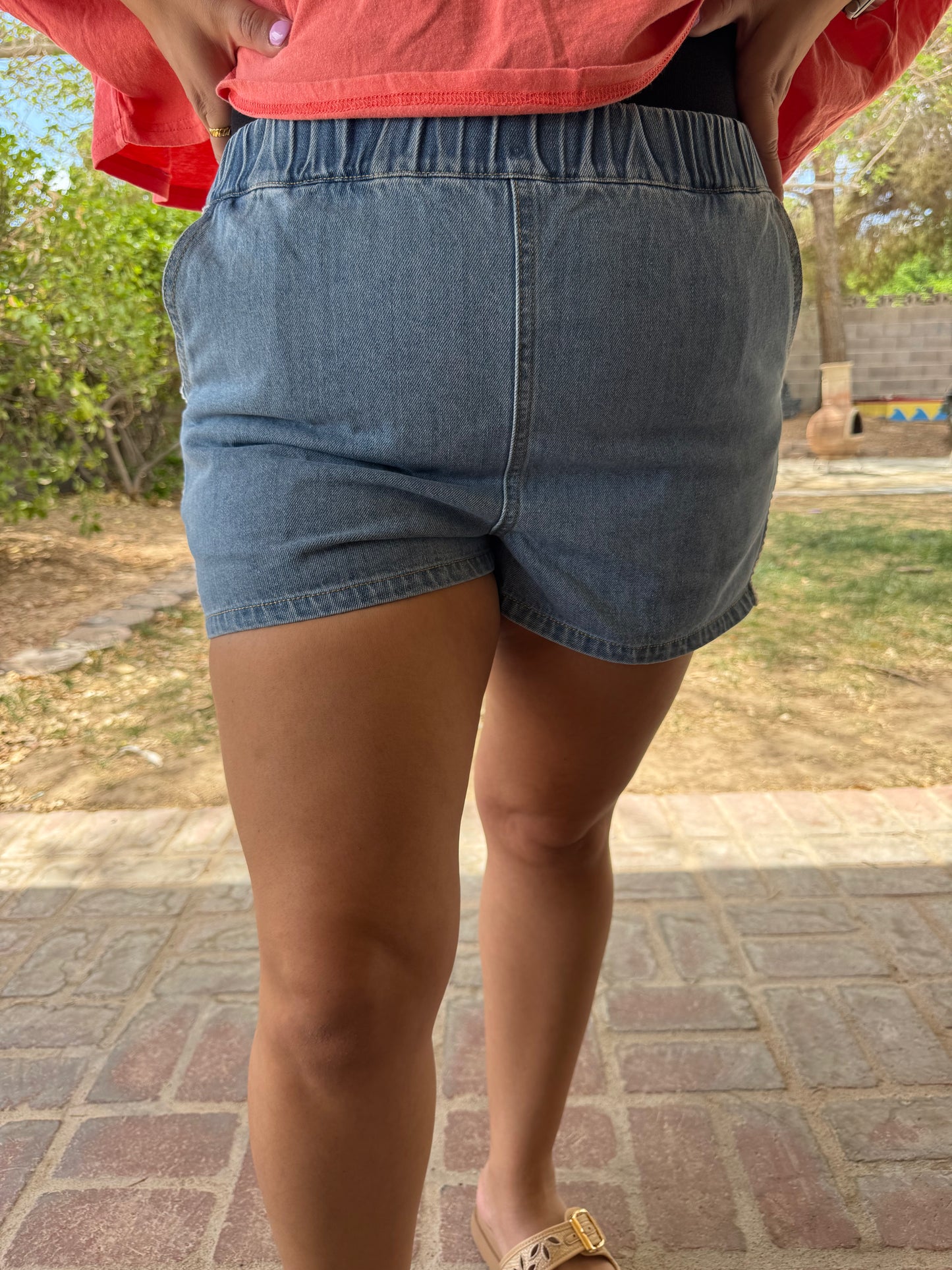 Cash Lace Denim Shorts