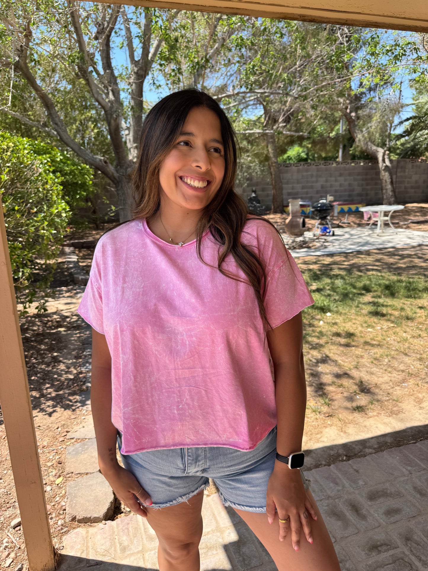 Harmony Acid Wash Cropped Tee