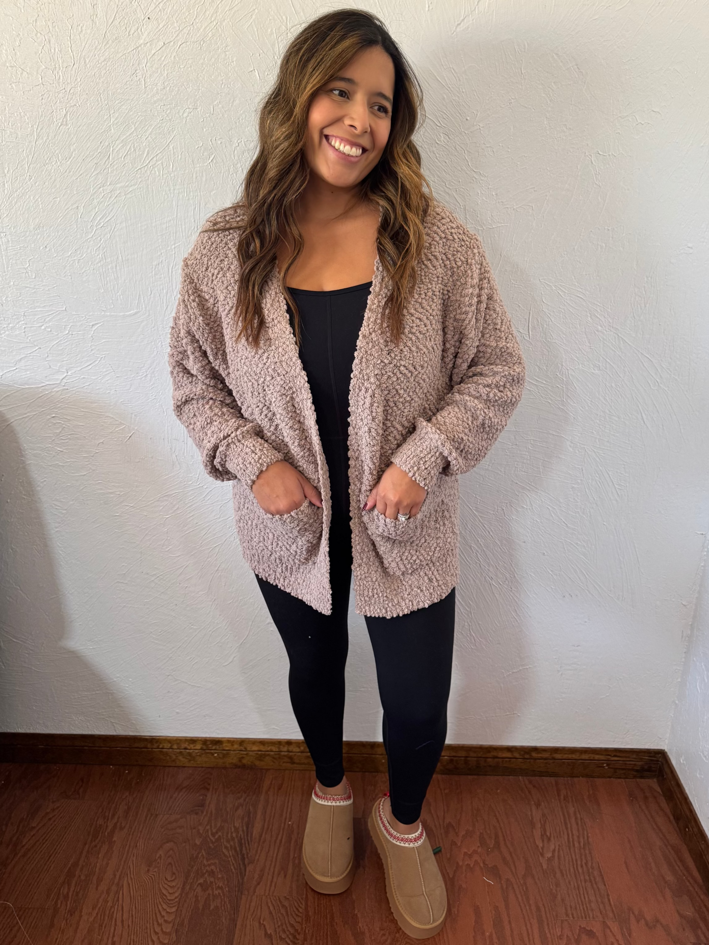 Bella Popcorn Cardigan - Ash Mocha