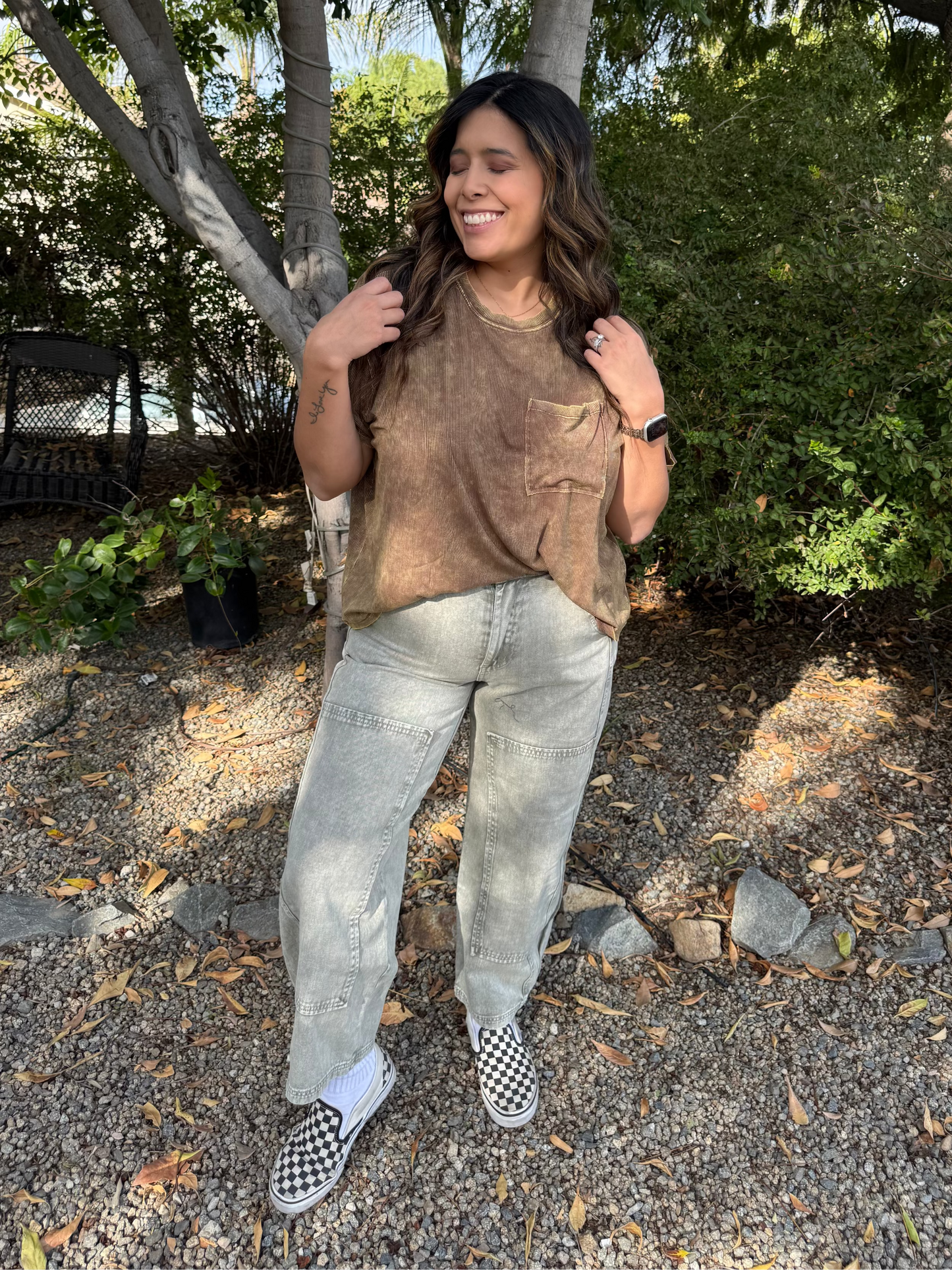 Lockwood Ribbed Pocket Tee - Brown