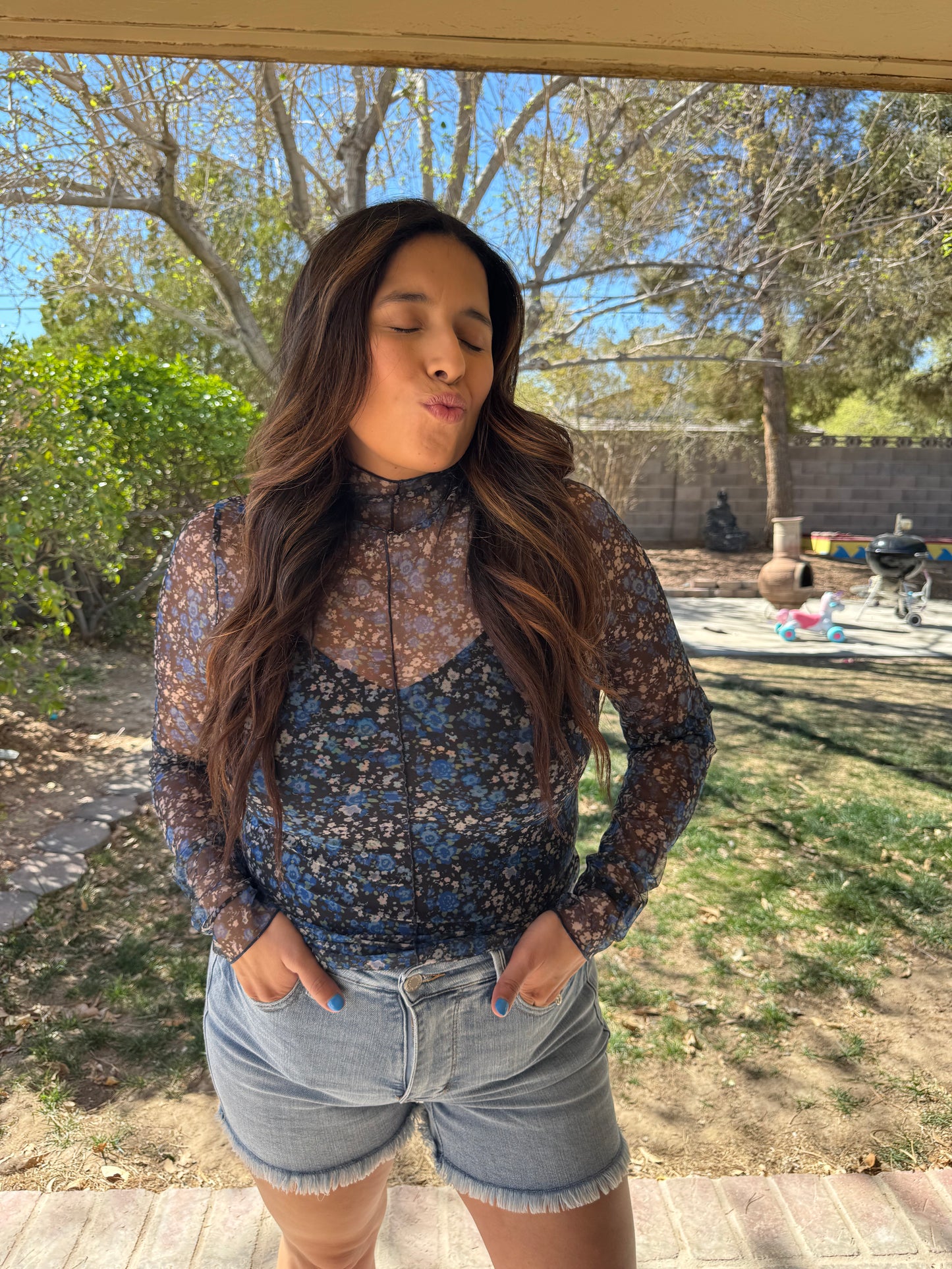 Summer Floral Mesh Top