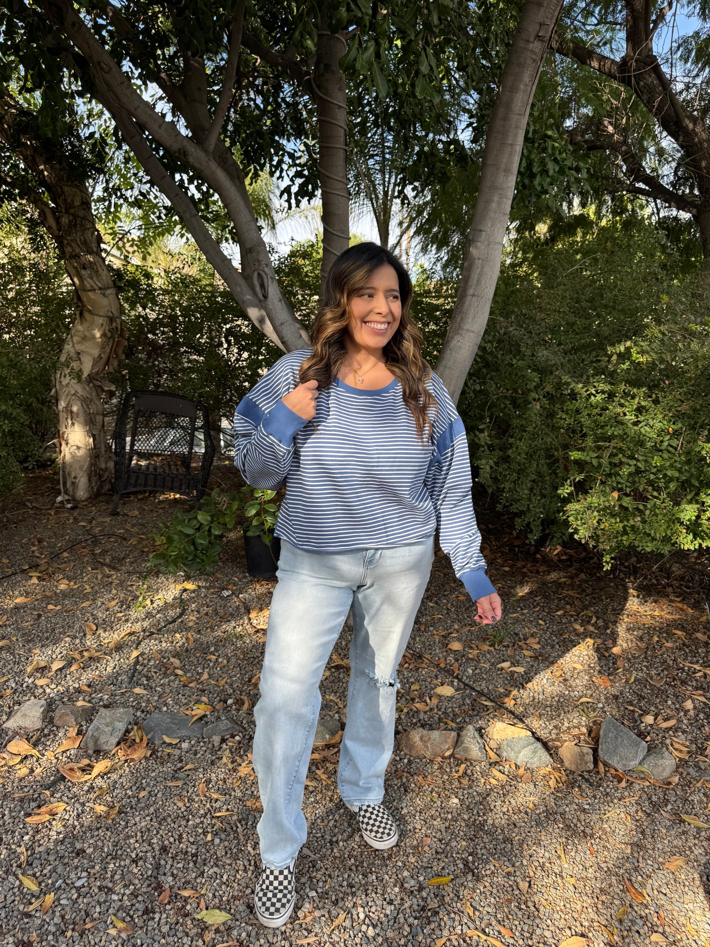 All That Open Back Top - Blue/White