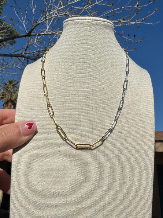 Two Tone Paperclip Necklace
