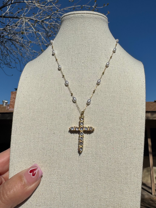 Cross Pearl Necklace