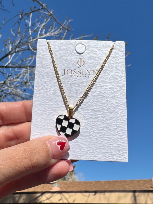 Checkered Heart Necklace