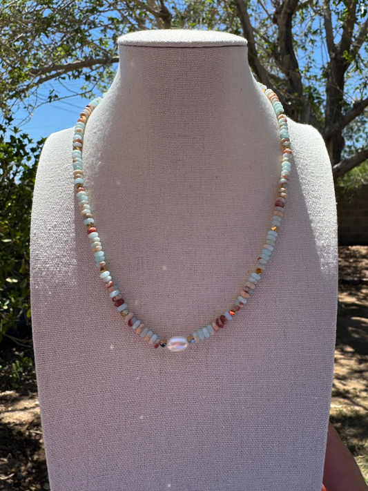 Marble Beaded Pearl Necklace