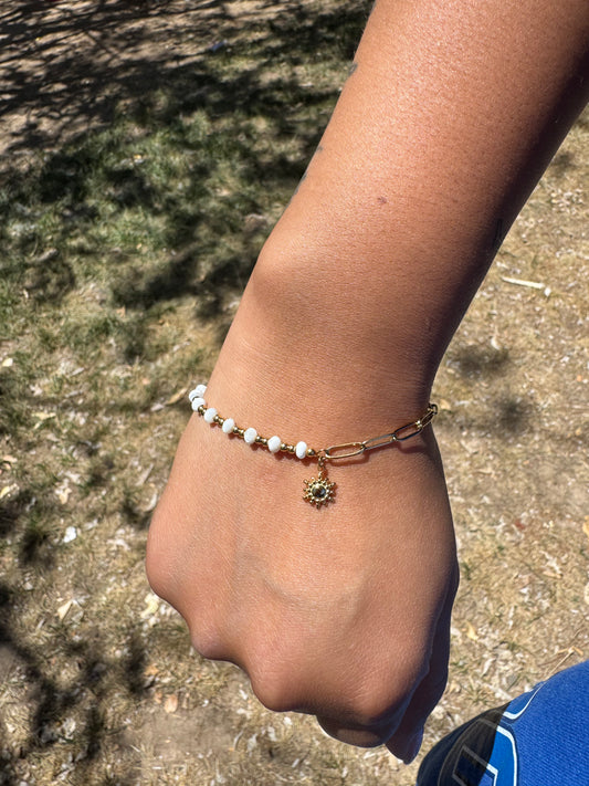 Sun and Pearl Chain Bracelet
