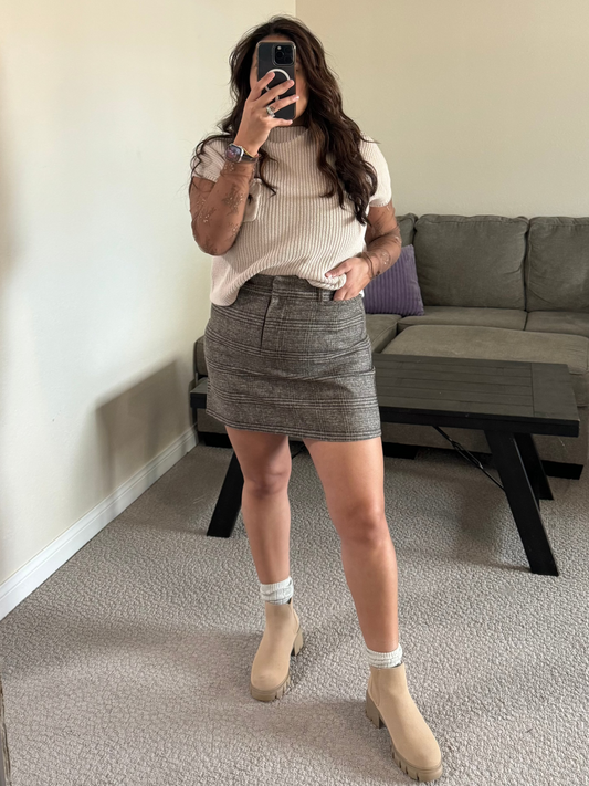 Zee Brown Plaid Skirt