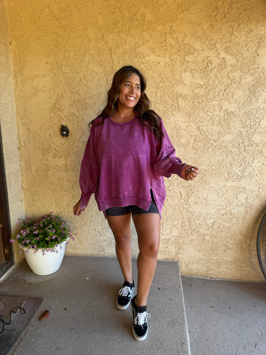 Adam Washed Sweatshirt - Light Plum