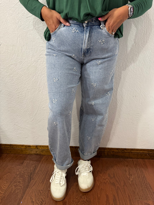 Risen Leaf Barrel Jeans