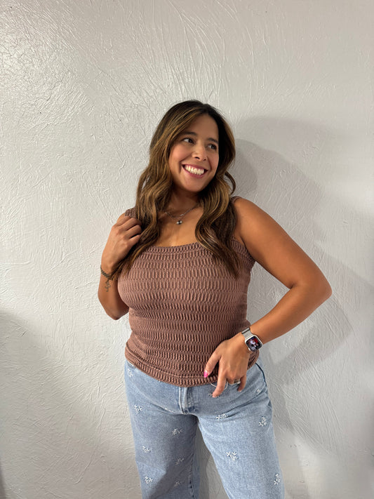 Pebble Washed Tank - Mocha