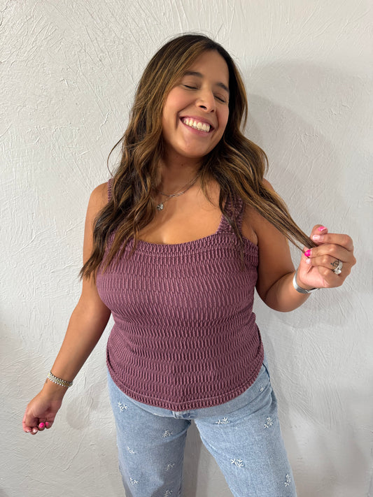 Pebble Washed Tank - Eggplant