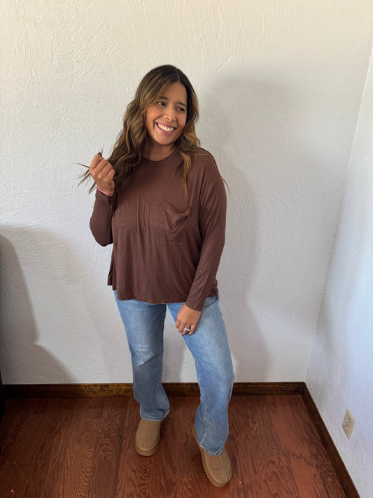 Lockwood Ribbed Long Sleeve - Brown