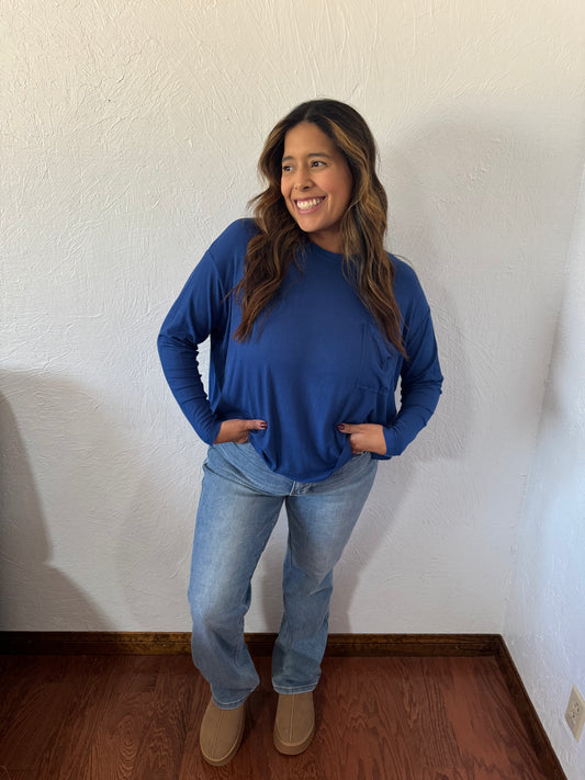 Lockwood Ribbed Long Sleeve - Light Navy