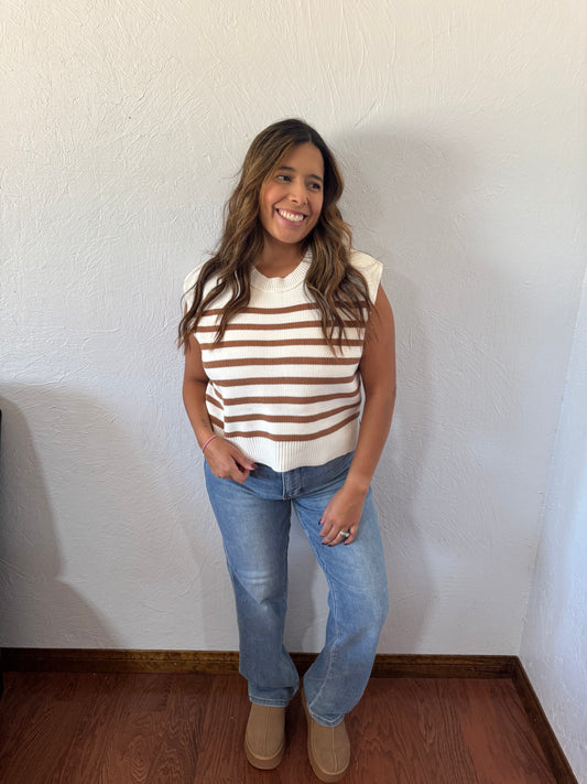 Stratton Striped Sweater - Mocha