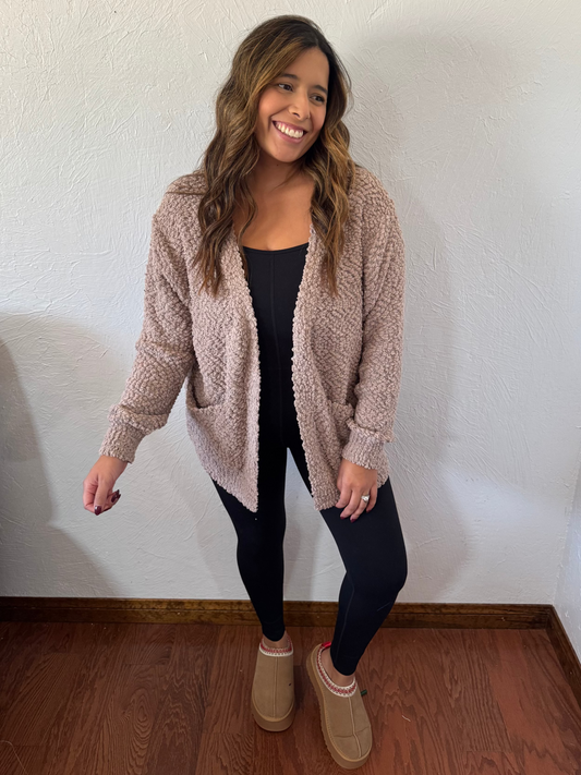 Bella Popcorn Cardigan - Ash Mocha