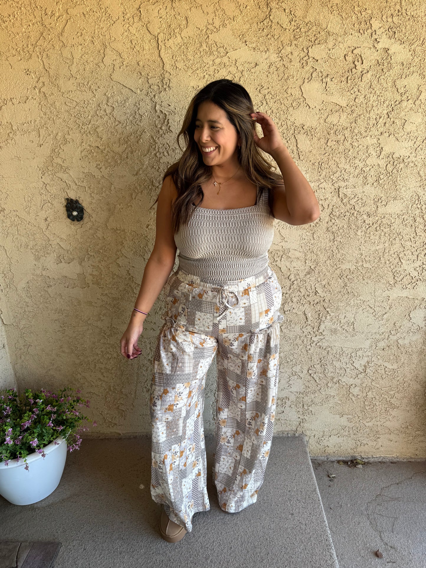 Fall Patchwork Pants - Ash Violet