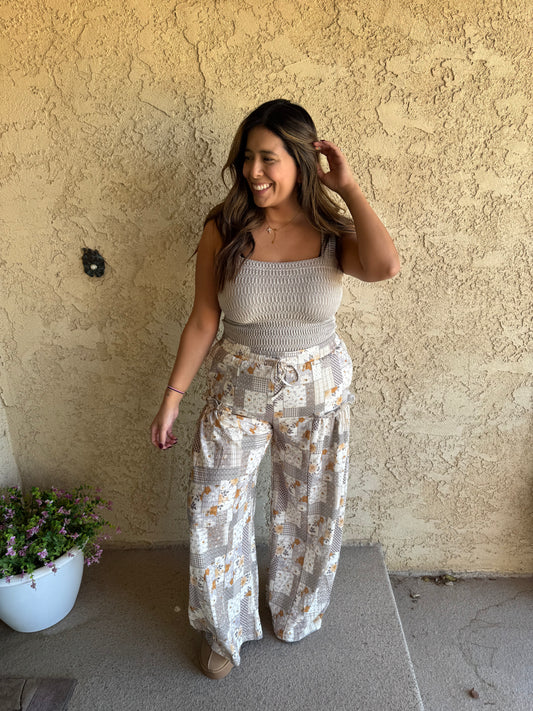Fall Patchwork Pants - Ash Violet