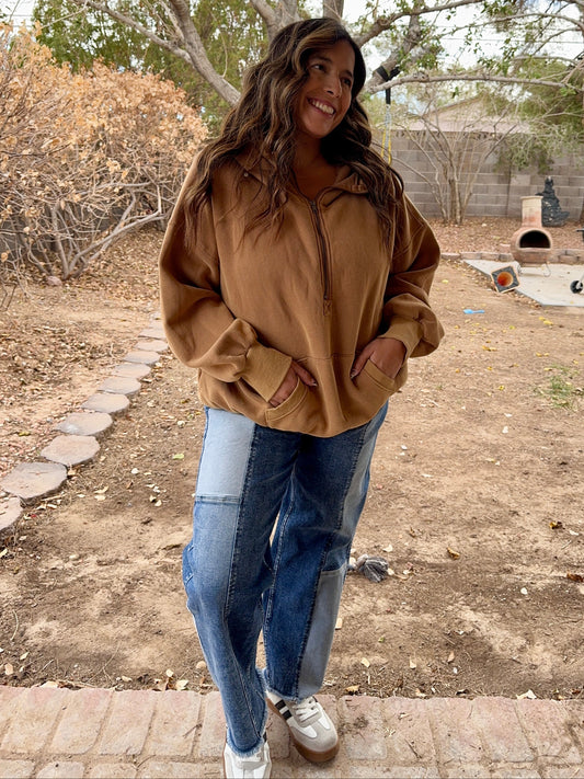 Carly Patchwork Slim Barrel Jeans