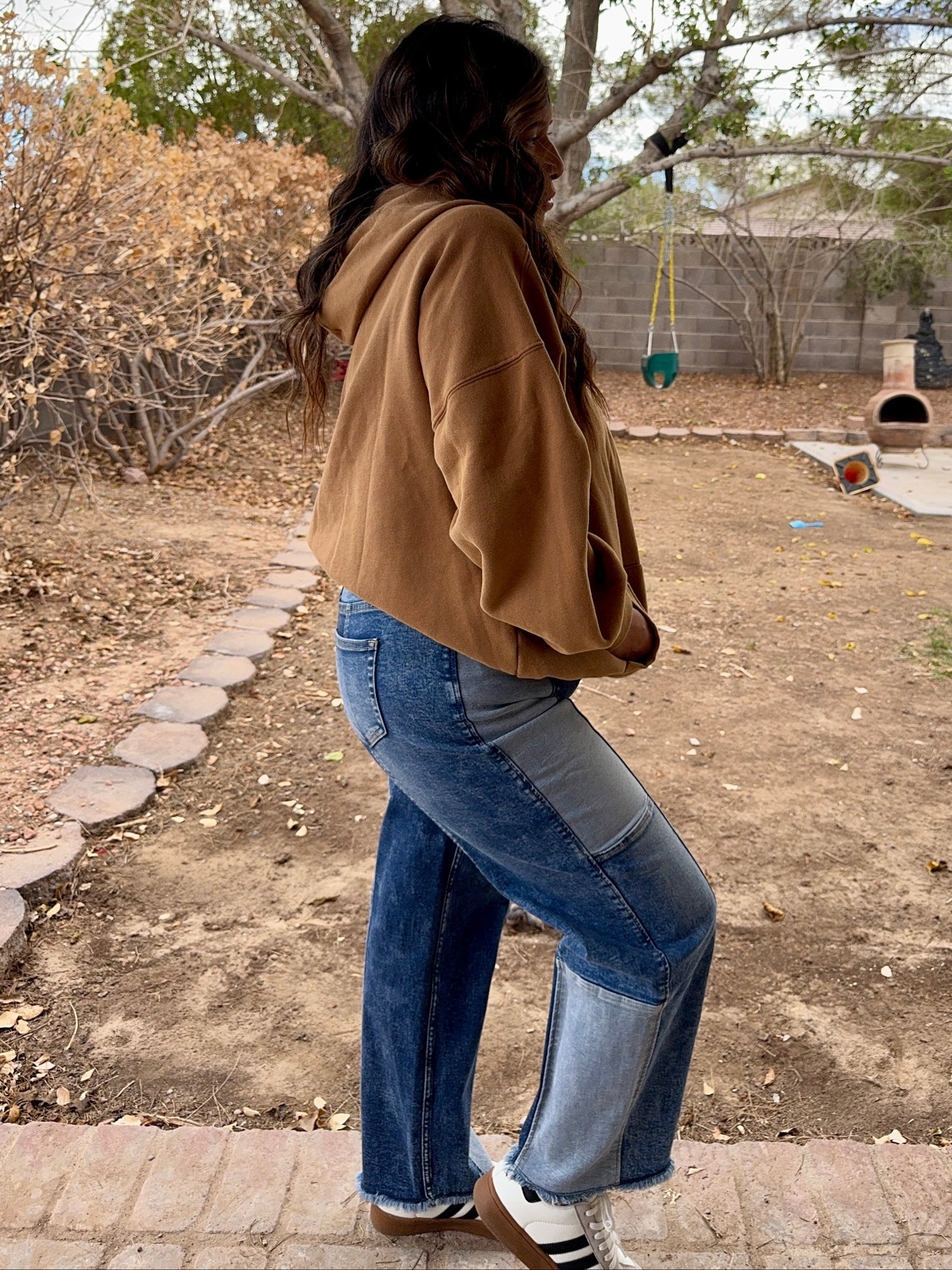 Carly Patchwork Slim Barrel Jeans