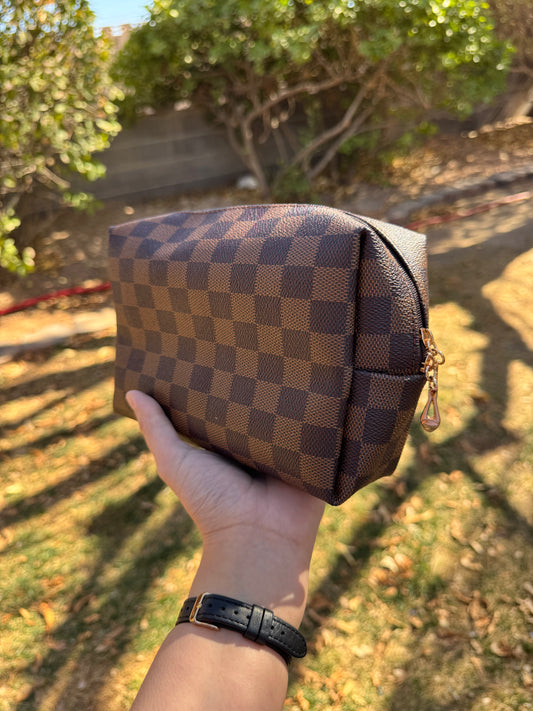 Checkered Designer Make Up Bag
