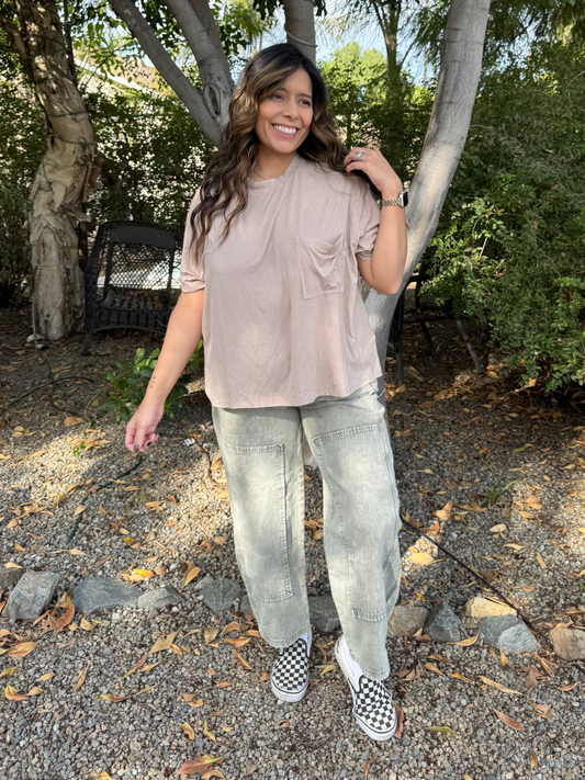 Lockwood Ribbed Pocket Tee - Ash Mocha