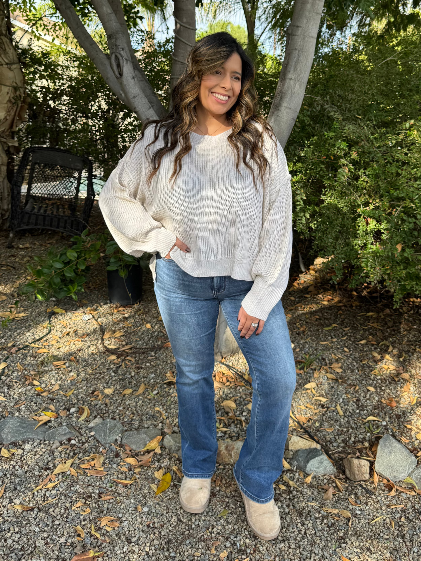 Oversized Knit Sweater - Ivory