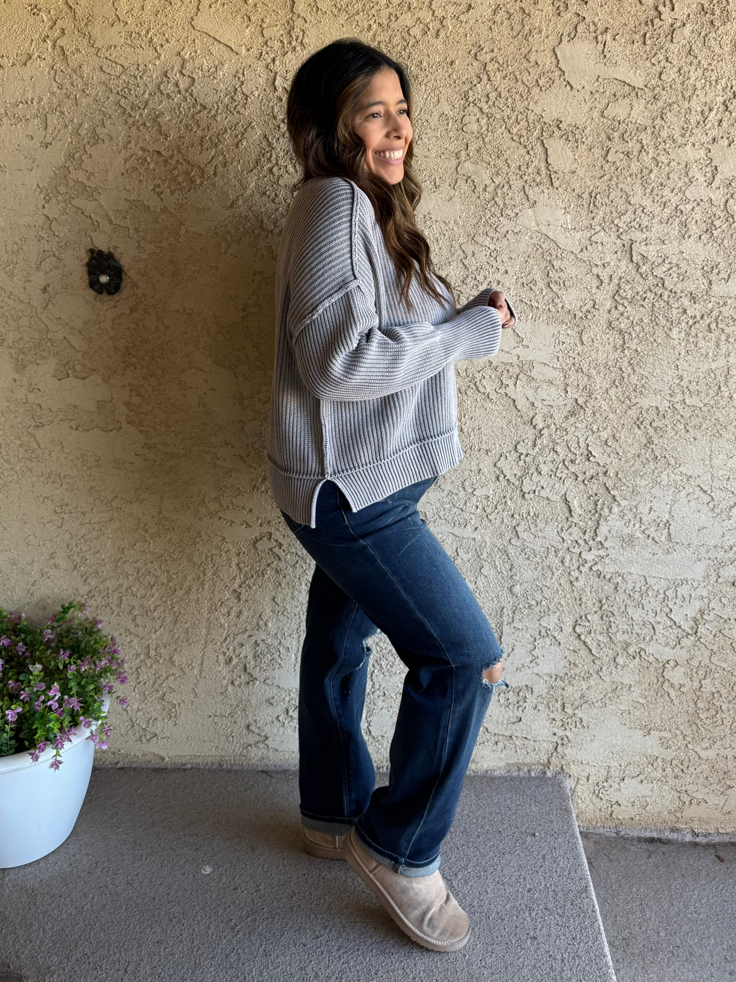 Everyday Cropped Knit Sweater - Sleet