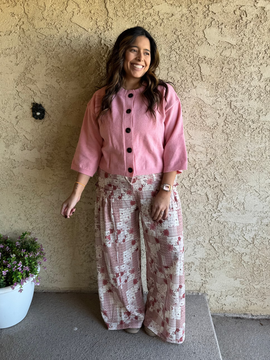 Fall In Love 1/2 Cardigan - Pink