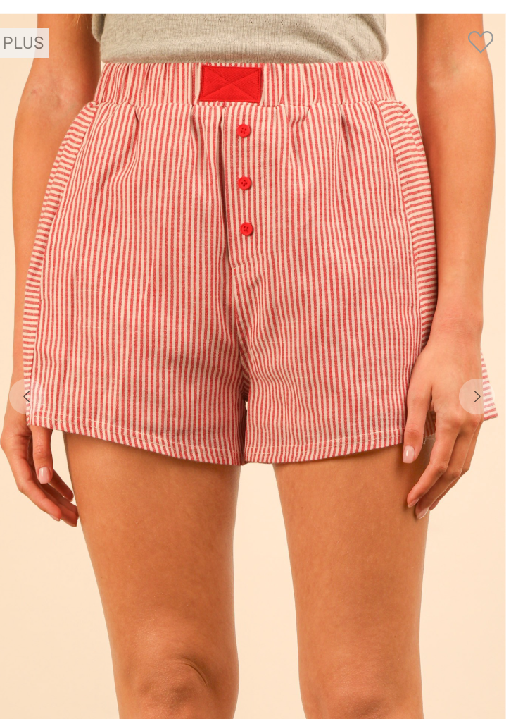 San Diego Striped Biker Shorts - Red