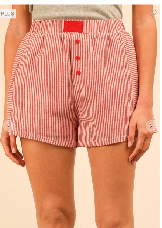 San Diego Striped Biker Shorts - Red